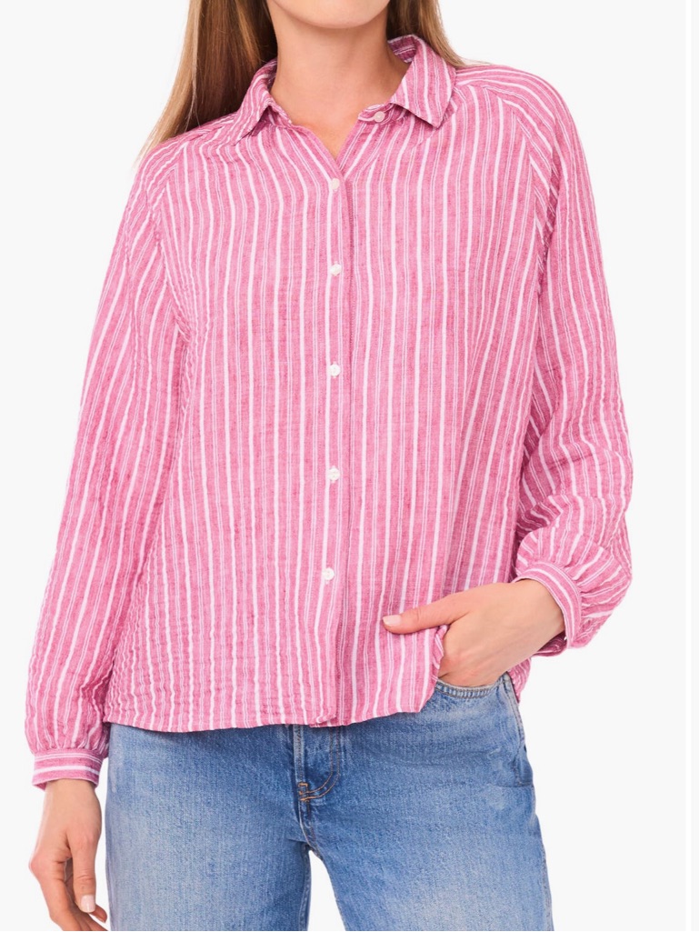 Finalnwt Ted Baker Red & White Striped Button-Down Shirt Xl